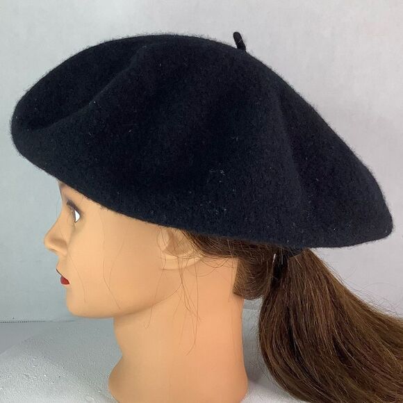 V. Fraas Black Wool Beret Accessory Women Hats Fits Most Rn 66349 Academia - Picture 4 of 8